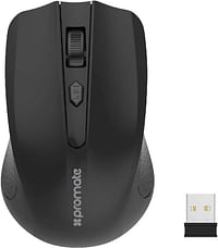 Promate 2.4G Wireless Mouse, Portable Optical Wireless Mouse with USB Nano Receiver 10m Working Distance, Auto Sleep Function and 3 Adjustable DPI Level for Mac OS, Windows, Android, Clix-8 Black