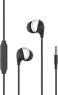 Promate In-Ear Earbuds Headphones, Universal HD Stereo Wired Earphones with Built-In Mic, In-Line Control, Superior Sound Quality and 1.2m Tangle-Free Cord for Smartphones, Tablets, Pc, Comet Black