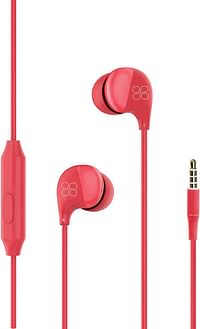 Promate In-Ear Earbuds Headphones, Universal HD Stereo Wired Earphones with Built-In Mic, In-Line Control, Superior Sound Quality and 1.2m Tangle-Free Cord for Smartphones, Tablets, Pc, Comet Red