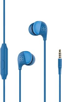Promate In-Ear Earbuds Headphones, Universal HD Stereo Wired Earphones with Built-In Mic, In-Line Control, Superior Sound Quality and 1.2m Tangle-Free Cord for Smartphones, Tablets, Pc, Comet Blue