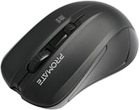 Promate Wireless Mouse, Comfortable Ambidextrous 2.4GHz Cordless Ergonomic Mice with 4 Programmable Buttons, Adjustable 1600DPI, Nano USB Receiver and 10m Working Range for Laptops, Contour