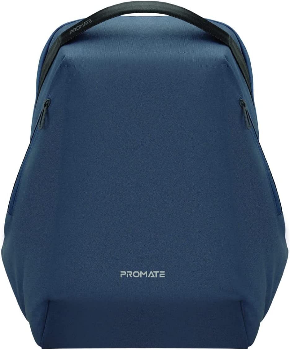 Promate Laptop Backpack 15.6 Inch, Stylish Adjustable Eco-Friendly Backpack with Anti-Theft Pockets, Water Resistance, USB Charging Port and Padded Mesh Straps for Asus, MacBook, Dell, EcoPack-BP Blue