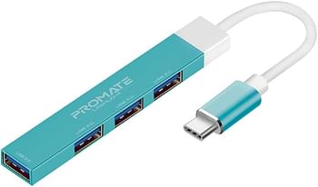 موزع USB نوع سي 4 في 1 من بروميت مع محول USB نوع سي - 4 ازرق