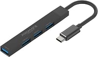 Promate USB-C Hub, 4-in-1 Type-C Sync/Charge Adapter with USB-A Adapter, 5Gbps USB 3.0 Port, 480Mbps USB 2.0 Ports and Compact Aluminum Design for MacBook Pro, Chromebook Plus, LiteHub-4 Black