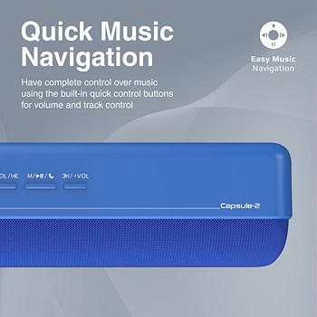 Promate Bluetooth Speaker, Portable HD 6W True Wireless Speaker with Bluetooth 5.0, Long Playtime, USB Media Port, Micro SD Card Slot and 3.5mm Port for iPhone 14, iPad Air, iPod, Capsule-2 Blue