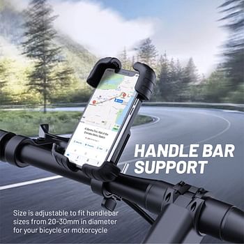 Promate Bike Phone Holder, 360 Degree Rotatable Anti-Shake Bicycle Phone Mount Holder with Quick Locking Button, Silicone Anti-Slip Grip, Shockproof Protection and Low Vibration, BikeMount-2