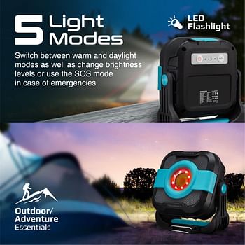 Promate LED Camping Lantern, 2-in-1 Portable Camping Kit with 9000mAh USB-C Power Bank, IP65 Water-Resistance, 5 LED Modes, SOS Function, Magnetic Base and Handle Strap for Hiking, Outdoor, CampMate-3