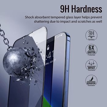 Promate Privacy Screen Protector for iPhone 14 Plus, Premium 9H Hardness Anti-Spy Tempered Glass Protector with Touch Sensitivity, Scratch-Resistant and Shatter Protection, Spartan-i14Plus