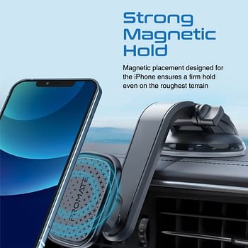 حامل هاتف للسيارة من بروميت ، قاعدة تثبيت على لوحة القيادة المغناطيسي مع 360 درجة ، مقبض مانع للانزلاق وحلقة مغناطيسية لجهاز ايفون 13 برو ماكس / 13 ميني / 13برو / جالكسي S22/S21، ماجمونت - XL
