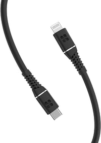 بروميت كيبل USB نوع سي الى لايتنينج معتمد من ابل مع توصيل طاقة 20 واط، مزامنة بيانات 480 ميجابت لكل ثانية وسلك سيليكون مضاد للتشابك بطول 120 سم لايفون 13 وايباد وباور لاين-Ci120، اسود