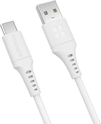 Promate USB-C Cable, Fast-Charging 5V/3A USB-A to Type-C Cable with 480 Mbps Data Sync, 200cm Anti-Tangle Silicone Cord and 25000+ Long Bend Lifespan PowerLink-AC200 White