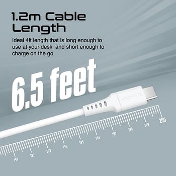 Promate USB-C Cable, Fast-Charging 5V/3A USB-A to Type-C Cable with 480 Mbps Data Sync, 200cm Anti-Tangle Silicone Cord and 25000+ Long Bend Lifespan PowerLink-AC200 White