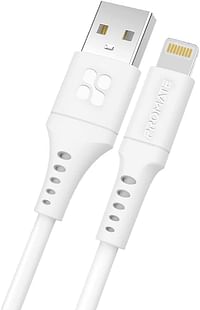 Promate USB-A to Lightning Cable, Durable 2.4A USB-A to Lightning Charging Cable with 480 Mbps Data Sync, 25000+ Bend Test and 120 cm Anti-Tangle Silicone Cord for iPhone 13,iPad,PowerLink-Ai120 White