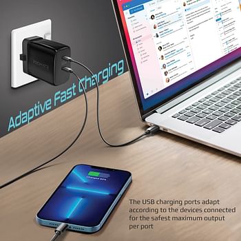 Promate PowerPort 65 Adapter for USB C, Black