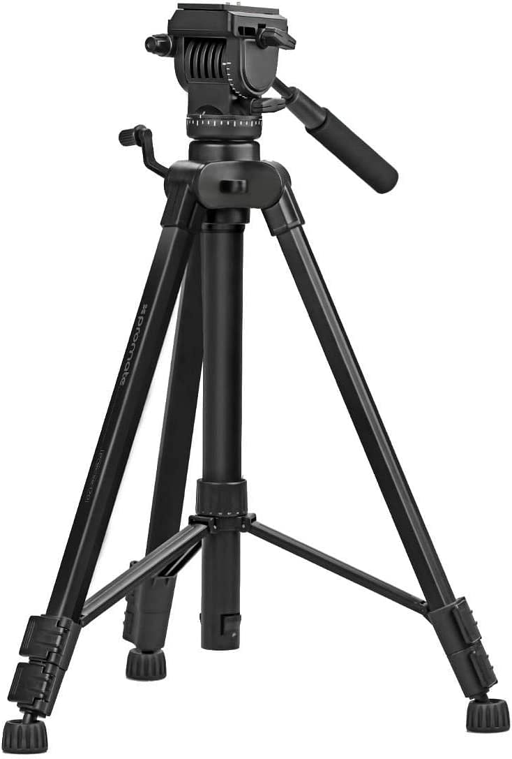 Promate Camera Tripod, Professional Aluminum 170cm Tripod with 3 Way Pan head, Quick Release Plate, 5KG Load Capacity, Bubble Level for Canon, Nikon, DSLR Camera, Video Camcorder, Precise-170