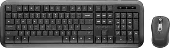 Promate Wireless Keyboard and Mouse Combo, Premium USB-C 2.4Ghz Cordless Multimedia Keyboard and 6 Button Optical Dpi Mice with Dual Interface Nano Receiver and Auto-Sleep, ProCombo-6 English