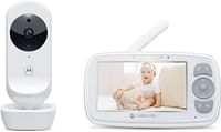 جهاز مراقبة للاطفال 4.3 انش بخاصية التقريب الرقمي من موتورولا، يتميز بصوت ثنائي الاتجاه وعرض لدرجة حرارة الغرفة، لون ابيض