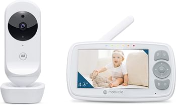 Motorola 4.3" Video Baby Monitor with Digital Zoom, Two-Way Audio, and Room Temperature Display - White