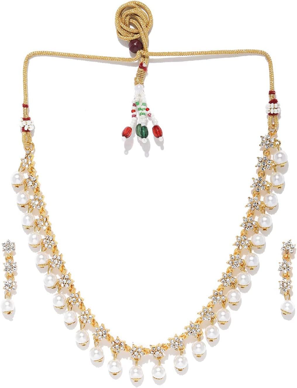 طقم مجوهرات للنساء من زافيري بيرلز (لون ذهبي) (موديل ZPFK9067), معدن, الماس النمساوي واللؤلؤ