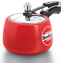Hawkins Contura Aluminium Ceramic - Coated Pressure Cooker, 3 Litres, Tomato Red