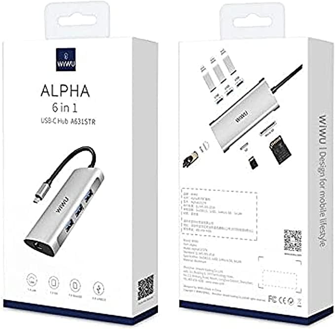 Wiwu Alpha 6 In 1 Usb-C Hub - Grey