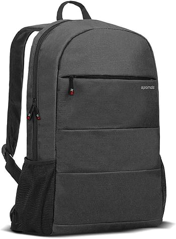 Promate Travel Laptop Backpack, Lightweight Water-Resistant Computer Bag with Anti-Theft Secure Pockets and Adjustable Padded Strap for Men, Women, 15.6 Inch Laptop and Notebook, Alpha-BP Black