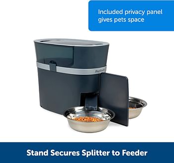 PetSafe 2-Pet Meal Splitter with Bowl, Feeds 2 Pets at the Same Time, Compatible with Smart Feed & Healthy Pet Simply Feed, Includes Privacy Panel