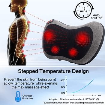 Electric Back Massager With Heat,Shiatsu Back And Neck Massager With Deep Tissue Kneading,Electric Back Massage Pillow For Back,Neck,Shoulders,Legs, Foot,Body Muscle Pain Relief,Use At Home,Car,Office