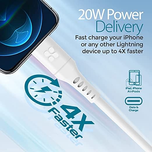 Promate USB-C to Lightning Cable, Fast-Charging 20W Power Delivery Type-C to Lightning Soft Silicone Cord with 480 Mbps Data Sync and 120 cm Anti-Tangle Cable for iPhone 13, 12, PowerLink-120