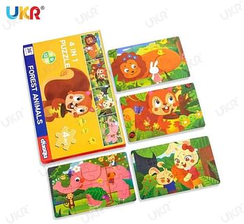 UKR 4 in 1 Puzzle Forest Animals Jigsaw Puzzle 6 9 12 16 Pieces Educational Toy