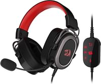 Redragon H710 Helios Wired Gaming Headset - 7.1 Surround Sound - Memory Foam Ear Pads - 50MM Drivers - Detachable Microphone - Multi Platform Headphone - Works with PC/PS4/Switch Black