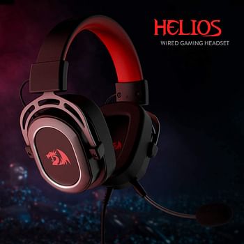 Redragon H710 Helios Wired Gaming Headset - 7.1 Surround Sound - Memory Foam Ear Pads - 50MM Drivers - Detachable Microphone - Multi Platform Headphone - Works with PC/PS4/Switch Black