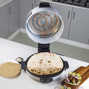 Geepas Portable Adjustable Temperature, 40cm Baking Plate Arabic Bread Maker GBm63037 Bread Maker, Silver