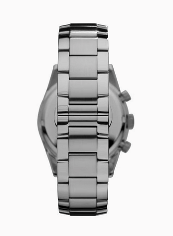 Emporio Armani Sportivo Men's Black Dial Stainless Steel Band Watch - Ar5980, Silver Band, Chronograph Display