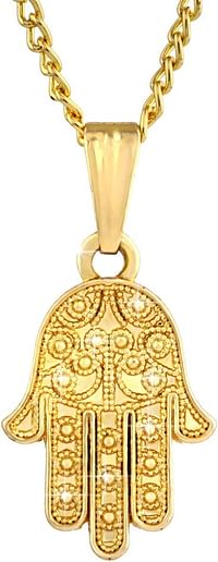 Estele Dull Gold Plating Hamsa Pendant For Women