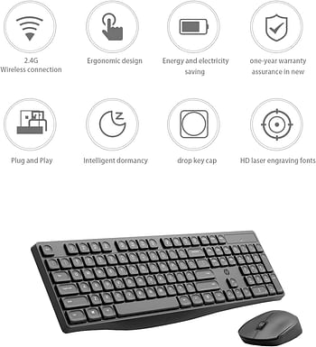 HP CS10 Wireless Multi-Device Bluetooth Keyboard and Mouse Set, USB Plug and Play with 2.4 GHz Wireless Connection,800/1200/1600 Dpi/Long Battery Life, Black (7YA13PA)