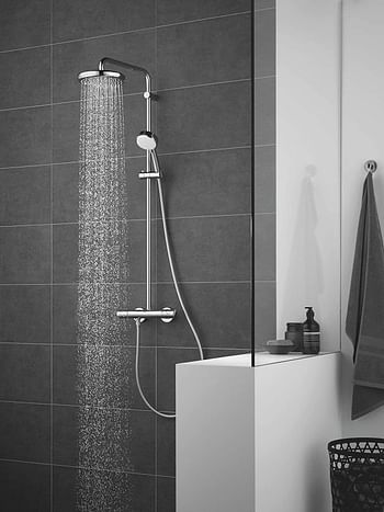 Grohe Shower And Bathroom Fixtures, Shower System With Thermostat -Tempesta Cosmopolitan 210 Collection, 27922001