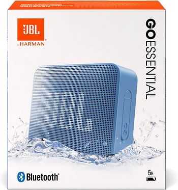 JBL GO Essential - Portable Waterproof Bluetooth Speaker, Up to 5 Hours of Playback, in Blue