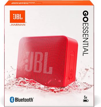 JBL GO Essential - Portable Waterproof Bluetooth Speaker, Up to 5 Hours of Playback, in Red