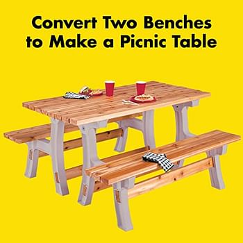 2x4basics 90110ONLMI 90110 Flip Top BenchTable, Bench, Patio Table, Sand