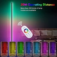 RGB Corner Floor Lamp, AMINAC Color Changing Modern Lamps, 140CM Tall Standing Lamp with Remote Controller Metal Colorful Lamps for Living Room, Bed Room, Gaming Room, Black