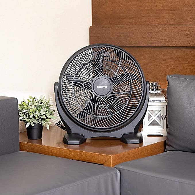 Geepas Gf21138 18’’ Box Fan 80W – Powerful Personal Desk Box Fan With Copper Motor | Table Fan For Office, Home (3 Speed) Fan Guard, 180-Degree Oscillation –