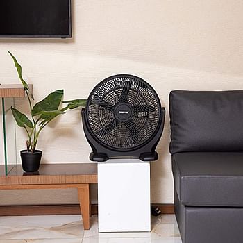 Geepas Gf21138 18’’ Box Fan 80W – Powerful Personal Desk Box Fan With Copper Motor | Table Fan For Office, Home (3 Speed) Fan Guard, 180-Degree Oscillation –