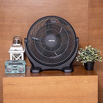 Geepas Gf21138 18’’ Box Fan 80W – Powerful Personal Desk Box Fan With Copper Motor | Table Fan For Office, Home (3 Speed) Fan Guard, 180-Degree Oscillation –