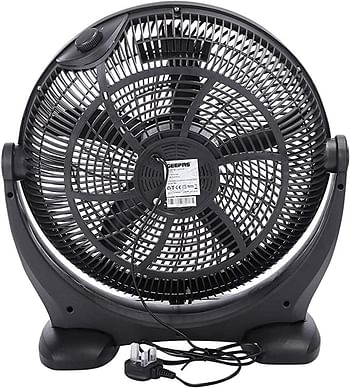 Geepas Gf21138 18’’ Box Fan 80W – Powerful Personal Desk Box Fan With Copper Motor | Table Fan For Office, Home (3 Speed) Fan Guard, 180-Degree Oscillation –