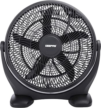 Geepas Gf21138 18’’ Box Fan 80W – Powerful Personal Desk Box Fan With Copper Motor | Table Fan For Office, Home (3 Speed) Fan Guard, 180-Degree Oscillation –