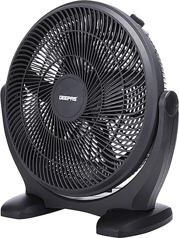 Geepas Gf21138 18’’ Box Fan 80W – Powerful Personal Desk Box Fan With Copper Motor | Table Fan For Office, Home (3 Speed) Fan Guard, 180-Degree Oscillation –