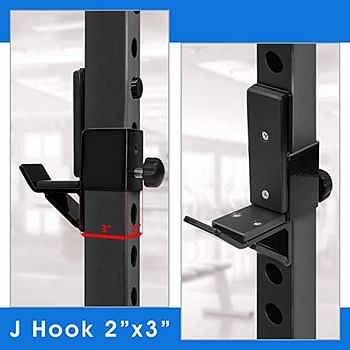 Yes4All J-Hooks Barbell Holder for Power Rack - J Hook Weight Rack/Fitness Racks J Hook - Fit 2x3 inch Square Tube (Pair), B. Black - J-Hook 2x3