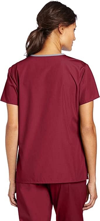 WonderWink Women's Scrubs Charlie 5 Pocket Y-Neck Wrap TopXS/Charlie -5 Pocket Y-neck Wrap Top/Wine