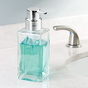InterDesign Casilla Glass Foaming Soap Dispenser Pump for Kitchen, Bathroom - Clear